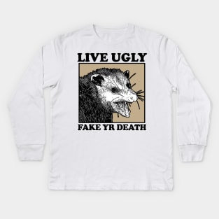 Live Ugly / Possum Lover Design Kids Long Sleeve T-Shirt